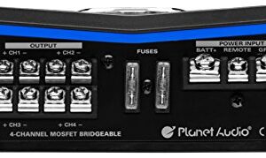 Planet Audio PL1600.4 4 Channel Car Amplifier - 1600 Watts, Full Range, Class A/B, 2/8 Ohm Stable, Mosfet Power Supply, Bridgeable