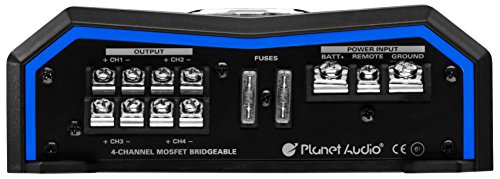 Planet Audio PL1600.4 4 Channel Car Amplifier - 1600 Watts, Full Range, Class A/B, 2/8 Ohm Stable, Mosfet Power Supply, Bridgeable