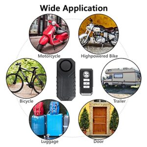 Japard Bicycle Alarm System Anti Theft with Horn, 113dB Loudest Wireless Bike Alarm with Remote, Motorcycle Alarm Motion Sensor Remote, Waterproof, Battery Operated, Wireless, E-Bike Door Window Car