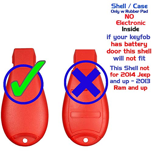 1 New Red Keyless Entry 3 Button Remote Key Fob Shell / CASE M3N5WY783X IYZC01C 56046707AE for Chrysler Town Country Dodge Challenger Charger Durango Grand Caravan Journey & Ram