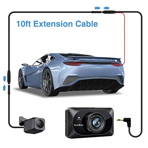 10ft Extension Cable of 2K Rear View Camera 4 Pin for GILAYGROW 4K+2K Dual Dash Cam Front and Rear