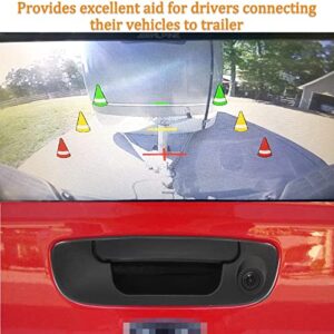 EWAY Tailgate Handle Backup Reverse Camera with 4.3 inch Rear View Mirror Monitor Kit for Dodge Ram 1500 2500 3500 2002-2008 Vehicle Safety Auto Reversing Parking Camera