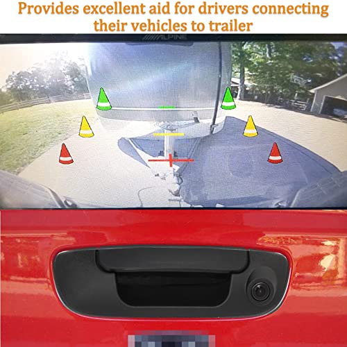 EWAY Tailgate Handle Backup Reverse Camera with 4.3 inch Rear View Mirror Monitor Kit for Dodge Ram 1500 2500 3500 2002-2008 Vehicle Safety Auto Reversing Parking Camera