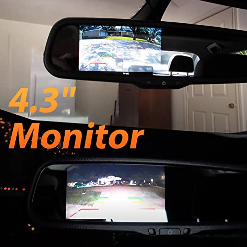 EWAY Tailgate Handle Backup Reverse Camera with 4.3 inch Rear View Mirror Monitor Kit for Dodge Ram 1500 2500 3500 2002-2008 Vehicle Safety Auto Reversing Parking Camera