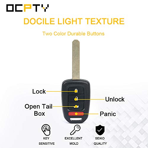 OCPTY 1X Uncut Keyless Entry Remote Control Key Fob Transmitter Replacement for Honda for Accord for Civic 1.8L 2.4L 13-15 MLBHLIK6-1T