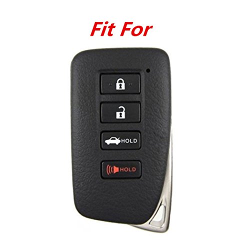 WFMJ Leather for Lexus IS GS ES NX LS RX RC 350 300h 200t 300 F 450h 460 600h Remote 4 Buttons Key Fob Case Cover Chain (Black)