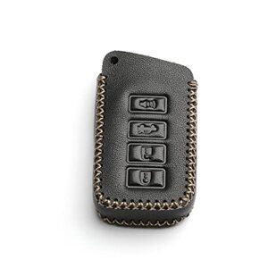 WFMJ Leather for Lexus IS GS ES NX LS RX RC 350 300h 200t 300 F 450h 460 600h Remote 4 Buttons Key Fob Case Cover Chain (Black)