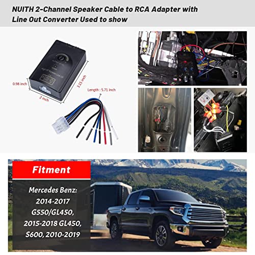 NuIth Car Radio Stereo High to Low Converter Wire Adapter 2-Channel Adjustable Amplifier Subwoofer Interface w/Remote Turn On RCA Car Line Output Wire Cable