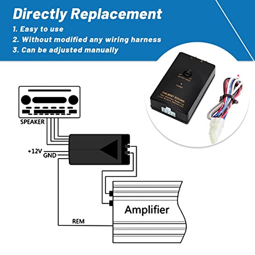 NuIth Car Radio Stereo High to Low Converter Wire Adapter 2-Channel Adjustable Amplifier Subwoofer Interface w/Remote Turn On RCA Car Line Output Wire Cable