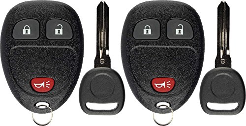 KeylessOption Keyless Entry Remote Control Car Key Fob Replacement for 15913420 with Key (Pack of 2)