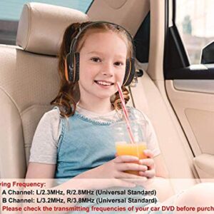 SIMOLIO Vehicle Headphones with Adjustable Volume Limiting for Kids, Dual Channel Car DVD Headsets, Wireless Infrared Headphone for Universal Car DVD System, Cordless Car Headphones with AUX Cord