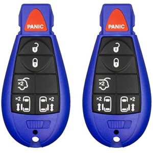 2 new blue keyless entry 6 buttons remote start car key fob m3n5wy783x, iyz-c01c for town country dodge grand caravan volkswagen routan