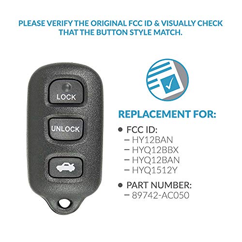 Keyless2Go Replacement for New Keyless Entry Remote Car Key Fob Avalon FCC HYQ12BBX HYQ12BAN HYQ1512Y