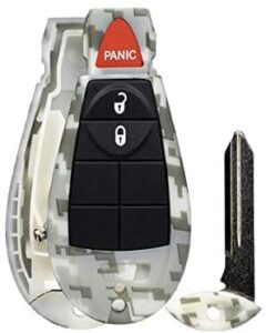 1 new camouflage keyless entry 3 buttons remote start car key fob shell / case iyzc01c 56046707ae compatible with town country challenger charger durango grand caravan journey ram
