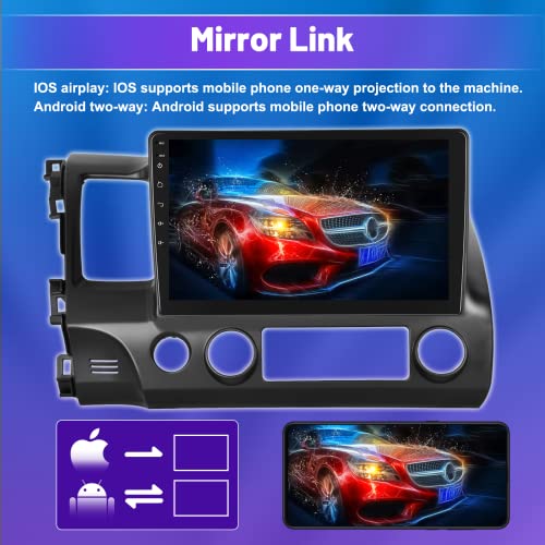 Hikity Android Car Stereo for 2006-2011 Honda Civic Radio, 10.1 Inch Touch Screen Car Stereo with Bluetooth GPS Navigation WiFi FM USB Mirror Link Steering Wheel Control + Backup Camera + Microphone