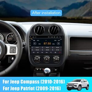 10.1 Inch Car Stereo Radio Compatible for Jeep Patriot Compass 2010-2016 with Wireless CarPlay Wired Android Auto,Android 12 Player Radio with Bluetooth,WiFi,SWC,Support GPS