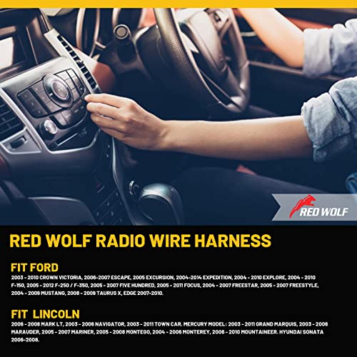 RED WOLF Replacement with Ford F150/F250 Lincoln Mercury 2003-2013 Stereo Radio Wire Harness Head Unit Video RCA Adapter Amp Power Input Connector