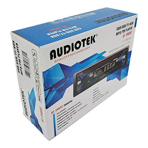 Audiotek AT-249BT Single Din Digital Media Player Stereo Receiver 200W with Bluetooth/USB/FM / MP3 - Built-in Wireless Technology for Hands-Free Talking and Audio Streaming