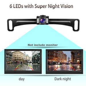 GLK Car Rear View Backup Camera HD License Plate Backup Camera with Wide View Angle 6 LED Night Vision Waterproof Front & Back up Camera, Guide Line On/Off