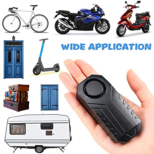 Bicycle Alarm with Remote, Anti Theft Wireless Vibration Alarm, 113db Waterproof Wireless Alarm Control Updated Anti Theft Alarm Bike Motorcycle Vehicle Security Alarm, Door Window Alarm (4 Pieces)