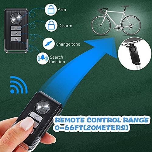 Bicycle Alarm with Remote, Anti Theft Wireless Vibration Alarm, 113db Waterproof Wireless Alarm Control Updated Anti Theft Alarm Bike Motorcycle Vehicle Security Alarm, Door Window Alarm (4 Pieces)