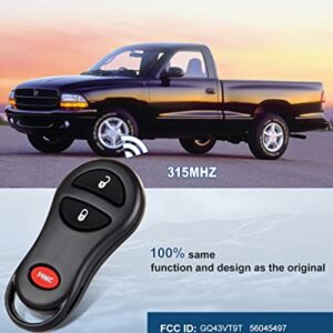 ECCPP 1X Keyless Entry Remote Key Fob Replacement for Jeep Cherokee Grand Cherokee for Dodge Dakota Durango Ram 1500/2500/3500 99-04 key fob FCC 04686366 05014736 GQ43VT9T (315MHz)