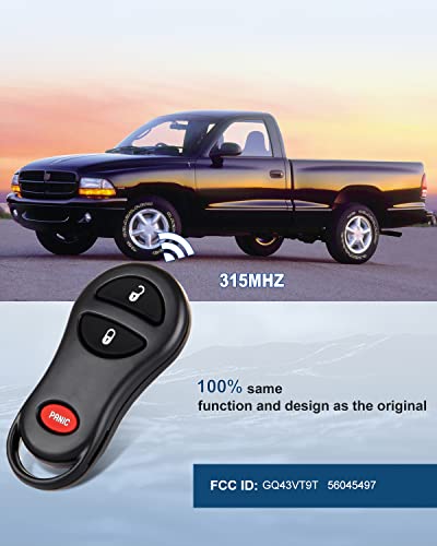 ECCPP 1X Keyless Entry Remote Key Fob Replacement for Jeep Cherokee Grand Cherokee for Dodge Dakota Durango Ram 1500/2500/3500 99-04 key fob FCC 04686366 05014736 GQ43VT9T (315MHz)