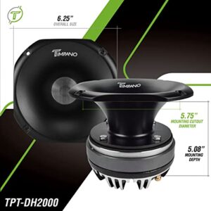 Timpano TPT-DH2000 2" Exit Compression Driver + Horn 450 Watts Max Power 8 Ohm 109 dB Slim Profile Aluminum Horn + Ferrite Driver