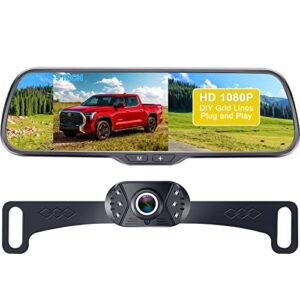 rohent backup camera for car hd 1080p 5 inch monitor rear view mirror camera system easy installation waterproof real night vision for truck minivan suv n01
