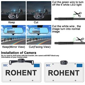Rohent Backup Camera for Car HD 1080P 5 Inch Monitor Rear View Mirror Camera System Easy Installation Waterproof Real Night Vision for Truck Minivan SUV N01