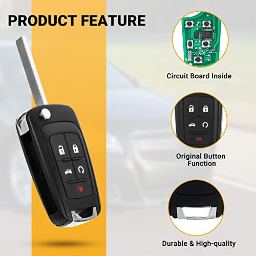 Car Key Fob Keyless Entry Remote Compatible with Chevy Cruze/Camaro/Impala/Equinox/GMC Terrain/Buick Lacrosse 2010 2011 2012 2013 2014 2015 2016 2017 Key Replacement for OHT01060512 (5 Buttons)