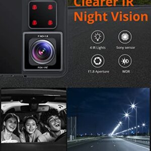 Kingslim D1 pro Dual Dash Cam 4K Record Inside - Front and Inside Dash Camera GPS WiFi for Cars Uber Truck, Dashcam with Infrared Night Vision, G-Sensor, Loop Recording(Upgraded Version)