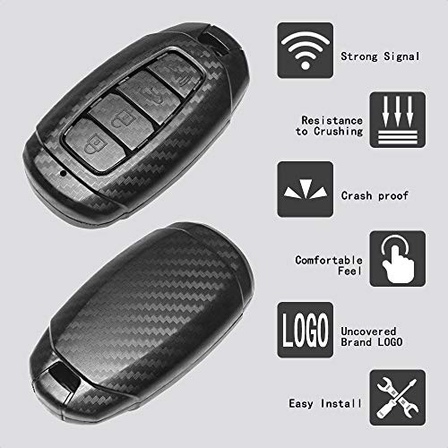 TANGSEN Smart Key Fob Case Compatible with Hyundai Accent Azera Elantra GT Grandeur I30 IG IX35 Kona Palisade Santa Fe Solaris 4 Button Keyless Entry Remote Personalized Cover Plastic Carbon Fiber