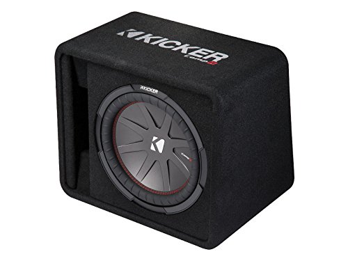 KICKER 43VCWR122 12" CompR Series Sub 500W RMS 2 Ohm Vented Loaded Subwoofer Enclosure, 46CXA8001 Class D Amp Mono 1600W Peak Sub Amp and HA-AK4 Complete 4 Gauge 1800W Amp Install Kit - Refurbished