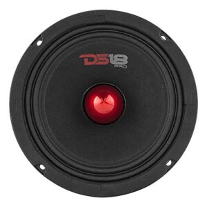 DS18 PRO-GM6.4B Loudspeaker - 6.5", Midrange, Red Aluminum Bullet, 480W Max, 4 Ohms,1.5" Kapton VC Premium Quality Audio Door Speakers for Car or Truck Stereo Sound System (1 Speaker)