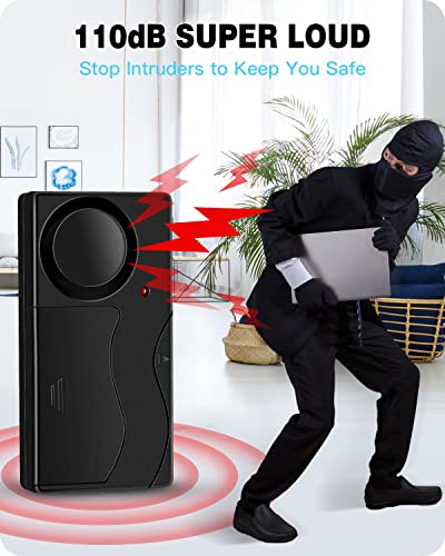 Wsdcam Wireless Vibration Alarm with Remote Control Anti-Theft Alarm Bike/Motorcycle/Vehicle Security Alarm, 110db Loud, Door and Window Alarm