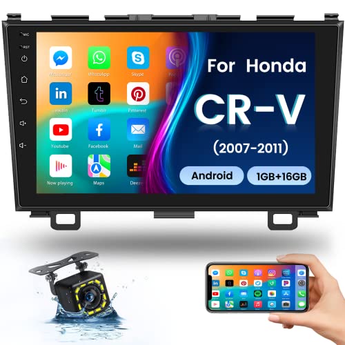 Android Car Stereo Double Din for Honda CRV 2007 2008 2009 2010 2011 Radio Hikity 9 Inch Touch Screen Bluetooth WiFi GPS FM Support Mirror Link with Dual USB Input & Backup Camera