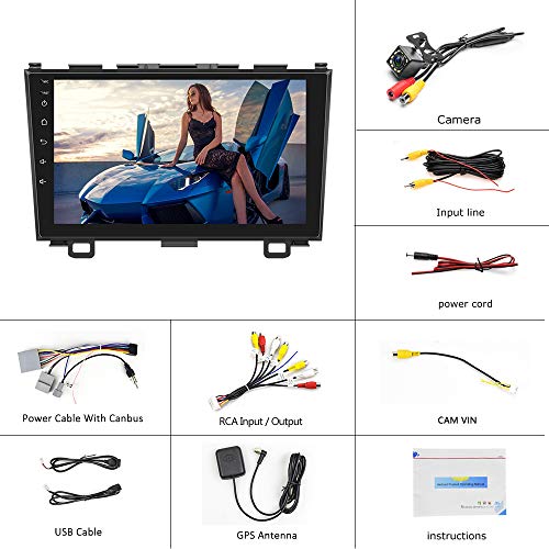 Android Car Stereo Double Din for Honda CRV 2007 2008 2009 2010 2011 Radio Hikity 9 Inch Touch Screen Bluetooth WiFi GPS FM Support Mirror Link with Dual USB Input & Backup Camera