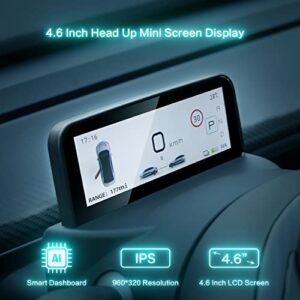 Tesla 4.6'' Head Up Ultra Mini Screen Display for Model 3/Y, Embedded Design HUD Car Dashboard LCD Smart Instrument Tesla Accessories