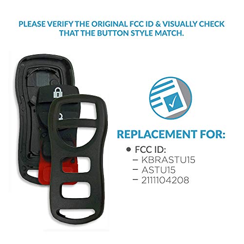 Keyless2Go Replacement for New Shell Case and 4 Button Pad for Remote Key Fob with FCC KBRASTU15 - Shell ONLY