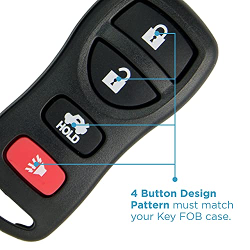 Keyless2Go Replacement for New Shell Case and 4 Button Pad for Remote Key Fob with FCC KBRASTU15 - Shell ONLY