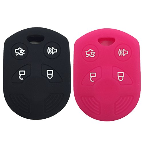 Ezzy Auto Rose 4 Buttons Silicone Rubber Key Fob Case Key Cover Key Jacket Skin Protector fit for Escape Explorer