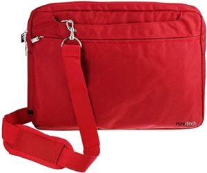navitech red sleek water resistant travel bag – compatible with mydash portable 12.5″ dvd player