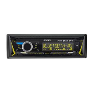jensen mpr2121 | 12 character lcd single din car stereo receiver | rgb custom colors | push to talk assistant | bluetooth hands free calling & music streaming | am/fm radio | usb playback & charging