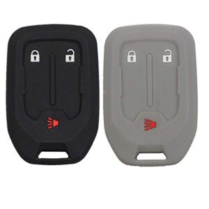 btopars 2pcs 3 buttons rubber remote smart key fob case cover skin protector holder jacket compatible with gmc acadia 2017 2018 2019 2020 2021 black gray