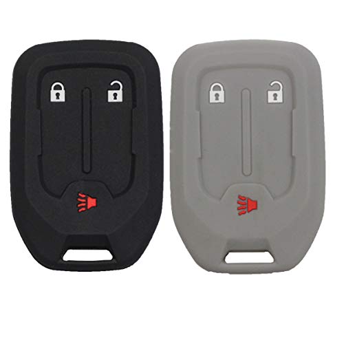 Btopars 2pcs 3 Buttons Rubber Remote Smart Key Fob Case Cover Skin Protector Holder Jacket Compatible with GMC Acadia 2017 2018 2019 2020 2021 Black Gray