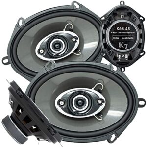 audiotek 2x k7 5×7 / 6×8 in 4-way 380 watts coaxial car speakers cea rated 4 ohm for car, rv, atv, motorcyle (pair) (2 speakers)