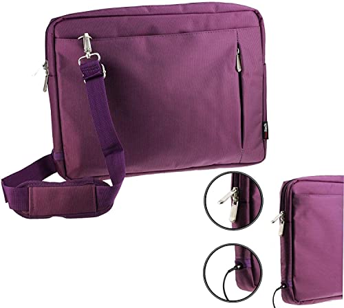 Navitech Purple Sleek Water Resistant Travel Bag - Compatible with Philips PD90 16 9" Dual Portable DVD Player