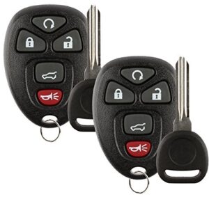 discount keyless replacement key fob car remote and uncut transponder key compatible with 15913415, 25839476, id 46 (2 pack)