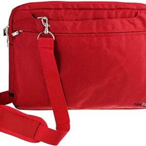 Navitech Red Sleek Water Resistant Travel Bag - Compatible with SUNPIN 12.5" Portable DVD Player